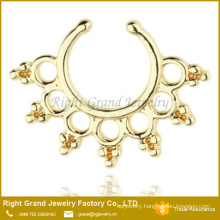 Silver Gold Plated Tribal Style Brass Piercing Fake Septum Ring For Nose